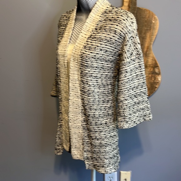 Old navy knit cardigan 3/4 sleeve black and cream large - Picture 3 of 6